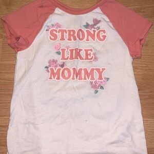 Strong Like Mommy Pink & White Girls Raglan Tee